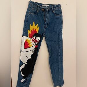 Zara painted jeans 00